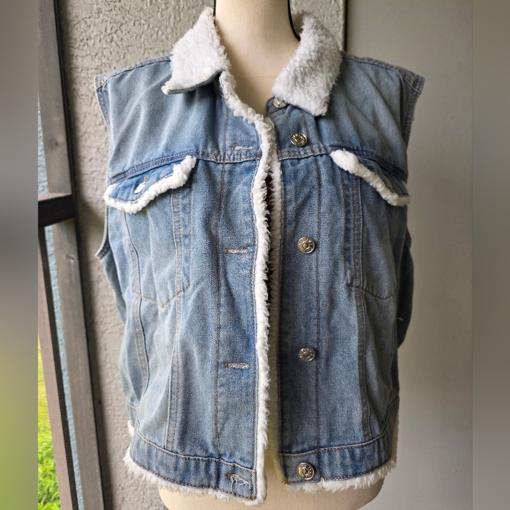 Denim Sherpa-Lined Vest